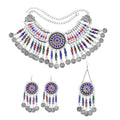 Fashion Bohemian Ethnic Style Coin Headband Necklace Earrings Multi Rhinestone Color Random Indian Jewelry Set