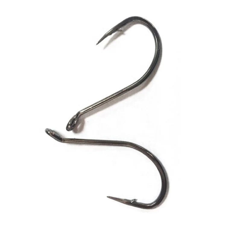 92554 Stainless Steel Fishing Hooks Barbed Hook White Offset Long Shank Octopus Fishhooks for Soft Fishing Lure