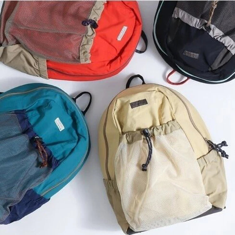 High Quality Nylon Polyester Mesh Backpack Bag with Zipper Closure Wholesale Drawstring Mochila for School and Travel