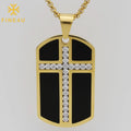 Fashion Trend Hip Hop Cubic Zirconia Stainless Steel Large Gold Diamond Cross Pendant Necklace Jewelry