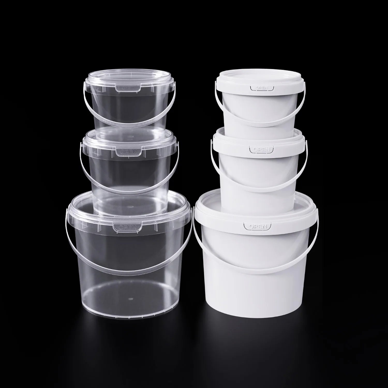 Airtight clear Plastic Bucket with Lids PP Bucket 300ml-5L Food Grade Ice Cream Tub Durable Pail for Cold-chain Transportation