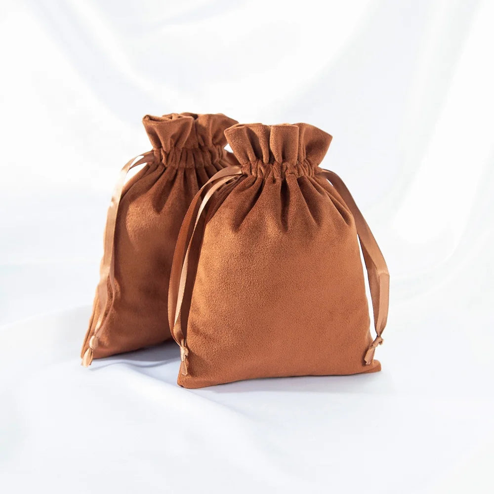 10*15 cm Brown Chocolate Jewellery Velvet Storage Pouch Bag Velvet Memento Gift Bags