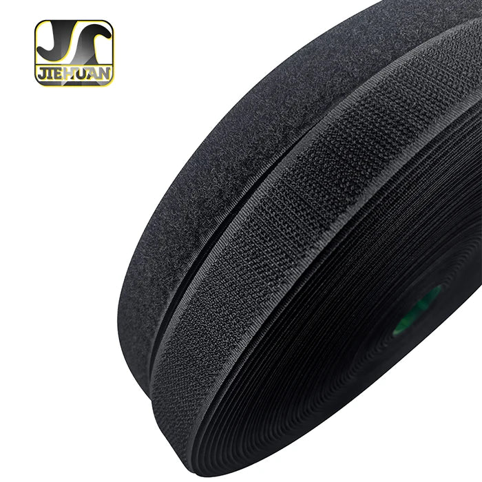 Jiehuan Custom Reusable Fastener Tape Sew-on Hook and Loop tape Strap Self-Adhesive Black White Multi-Purpose Elastic Tape