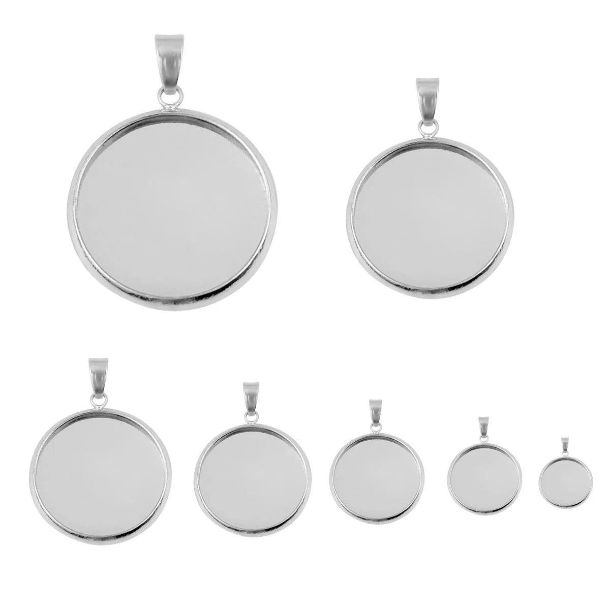 4-30mm Inner Size Stainless Steel Round Cabochon Base Setting Diy Blank Pendant Tray for Necklace Making