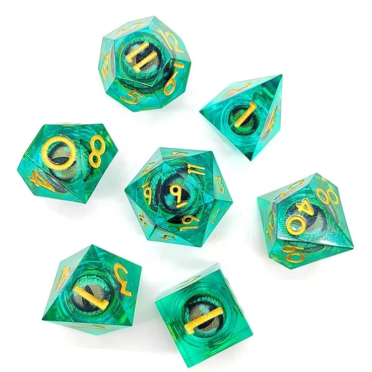 Polyhedral Magic Floating Eyeball Sharp-Edge DND Dice Set for Board Game Accessories