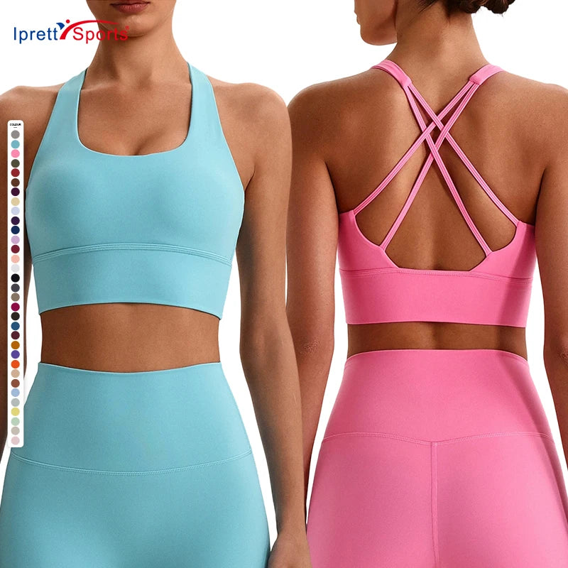 New Colors Women's Double Strap Yoga Bra Naked Feeling U-Neck Sports Bra with Thin Straps for Fitness Gym Wear MegaBDM