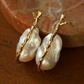 Aimgal Natural Baroque Pearl Branch Stud Earrings 925 Silver Ear Pin 18K Gold-Plated Brass Fine Jewelry Wholesale LOQ MOQ Custom