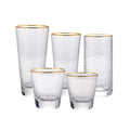 Japanese Hammered Texture Lead-Free Crystal Borosilicate Glassware Set Contemporary Gold Rim Glacier Whiskey Tumbler Highball