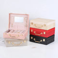 Wholesale in Stock Luxury Jewelry Box Organizer Storage Travel Leather Wooden Jewelry Box Packaging With Mirror