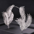 Bridal Rhinestone Feather Crown Headband Wedding Headdress Banquet Hairband Hair Accessories for Women