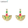 LUOTEEMI Rainbow Color Zircon Pin Earrings Fashion Colorful CZ Stone Women Accessories Earing