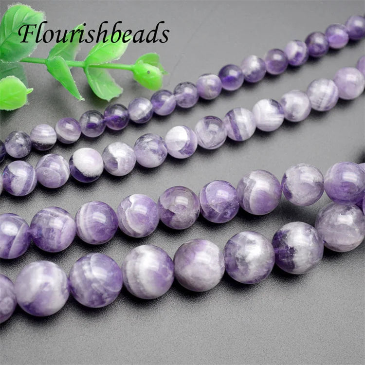 Natural Gemstone 6mm 8mm 10mm 12mm Chevron Amethyst Round Stone Loose Beads for Necklace Bracelet Making