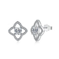Dylam Simplicity S925 Silver Rhodium Plated Flower Shape Hallow Out 5A Cubic Zirconia Stud Earrings