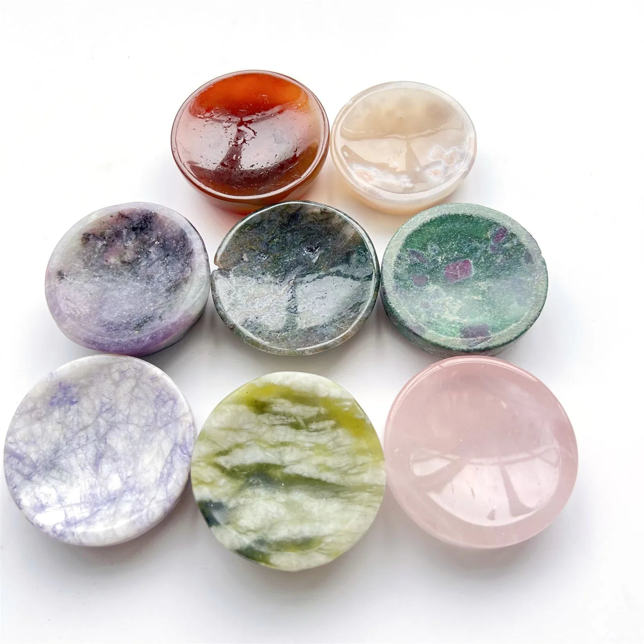 Natural Crystal Crafts Flower Agate Bowl Ruby in Zoisite Rose Quartz Bowl Crystal Bowl for Healing
