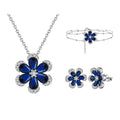 RINNTIN LZE21 LZN17 LZB03 Sapphire Flower Zirconia Pendant Series 925 Sterling SilverJewelry Set Necklace Earrings Bracelet