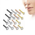 Wholesales 316 Stainless Steel Zirconia Body Piercing Jewelry Vacuum Plated Straight Pole Nose Pins With Zircon Nose Stud