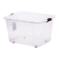 Home Rectangle PP Multifunction Heavy Duty Waterproof Transparent Stackable Plastic Clothing Organizer Storage Box with Wheels