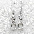 Sterling Silver 6*8mm Semi Mount Hook Earrings Empty Support Blank Claws Setting S925 Base Without Center Stone for DIY Inlay