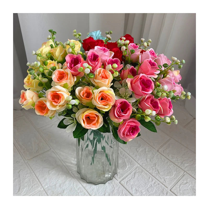 5 Prongs Spring Masonry Rose Cheap Wholesale Artificial Flowers Rose Artificial Flower