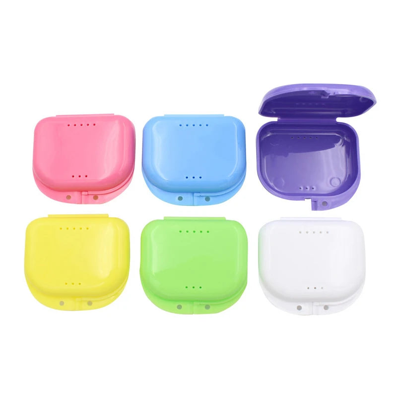 Retainer Case with Vent Holes Denture CasePortable Durable Storage Container Orthodontic RetainerCleaning Supplies for Travel