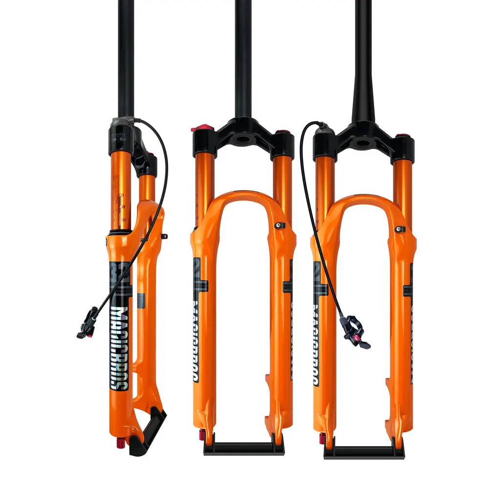 Straight 28.6mm / Tapered 28.6*39.8mm Orange MTB Mountain Bike Air Suspension Front Fork 26/27.5/29 Inch 120mm Travel Disc Brake