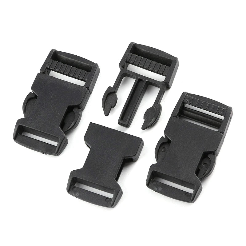 100 PCS/Bag 20-50 mm Plastic Buckle for Luggage Accessories Black Plastic Buckles Backpack Belt Safety Adjustment Buckle