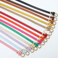 New 10mm Wide Ladies Girls Skinny PU Faux Leather Colorful Slim Fashionable Dress Belt