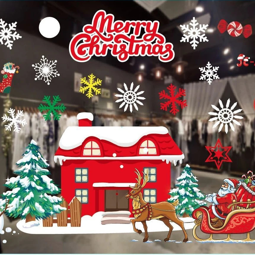 DIY Merry Christmas Wall Stickers Window Glass Stickers Christmas Decorations for Home Christmas Ornaments Xmas New Year
