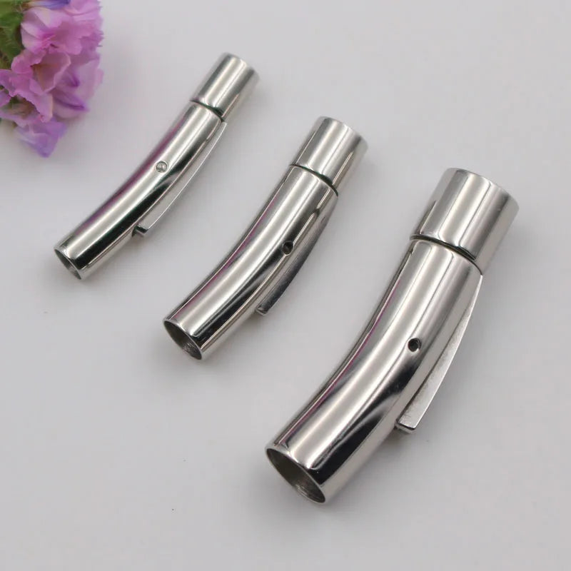 Stainless Steel Round Hole 3mm 4mm 5mm 6mm Leather Bracelets Clasps for Making Leather Bangle Necklace