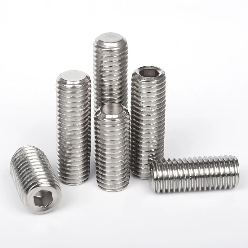316L Stainless Steel Concave End Set Screw DIN913 Hex Socket Headless Screw Base Meter Top Screw M4M5M6M7M8