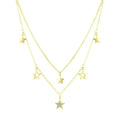 Manufacturer Factory Price 925 Sterling Silver Double Layer Star Pendant Necklace Cubic Zirconia Rhodium Plated Clavicle Chain