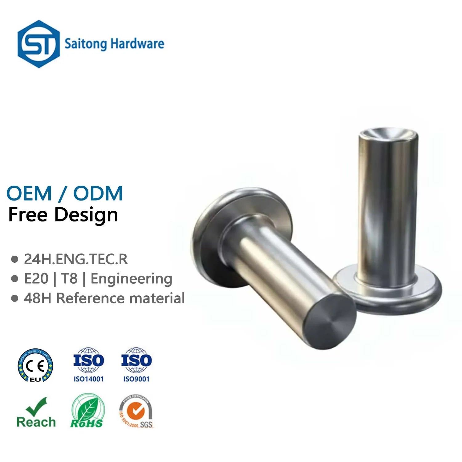 Factory Wholesale High Quality Aluminum Flat Pan Head Solid Semi-Tubular Rivets ISO Standard Customizable Sizes for General