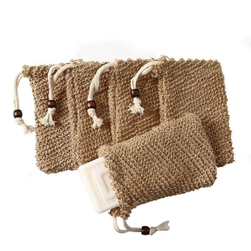 High Quality Wholesale Natural Cotton Sisal Soap Saver Bag Eco Friendly Biodegradable  Soap Mesh Bag for Foam