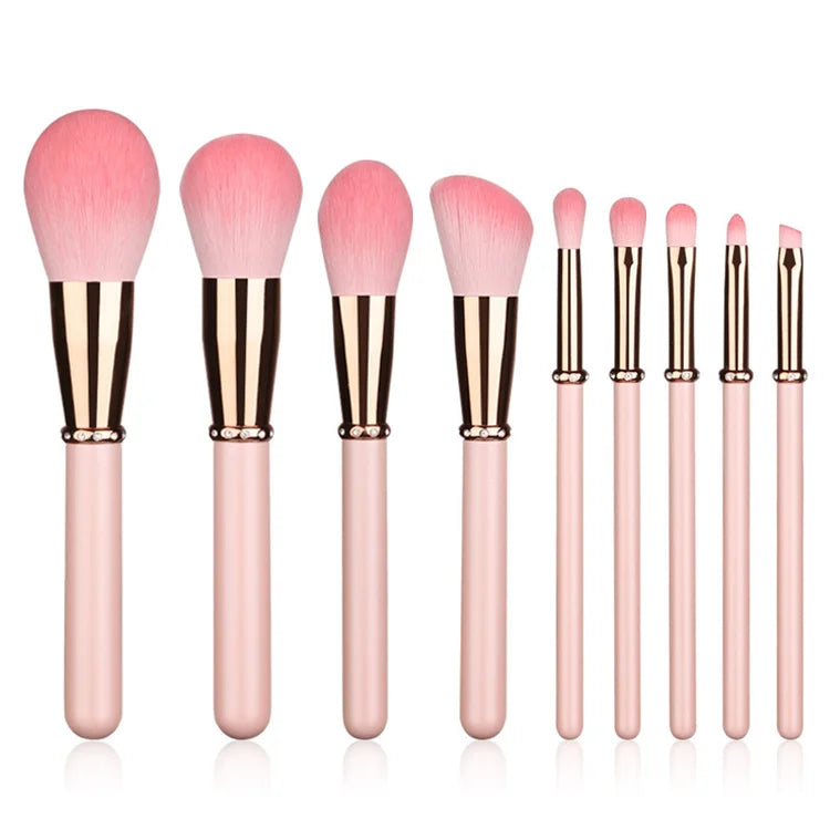 Lilywild Own Logo 9pc Pink Glitter Pink Diamond Makeup Brushes Soft Synthetic Makeup Brushes Makeup Cosmetics Brushes