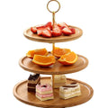 3 Tier Cake Stand Bamboo Serving Tray Fruit Platter Cheese Display Tower