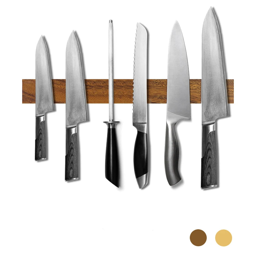 Eco Friendly Mounting Bamboo Magnetic Knife Strip Walnut Wood Kitchen Universal Magnetic Knife Block Knife Holder