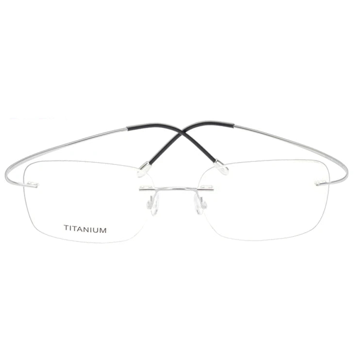 Bellestron KH16016 Unisex Lightweight Rimless Rectangular Shape Titanium Optical Glasses Frames with Screwless Temples