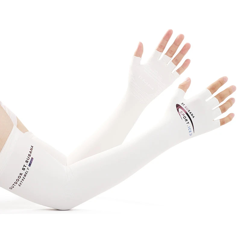 Cool Compression Women Summer Cycling Wear Man UV protection Arm Sleeve Fingerless Long Sleeve Gloves