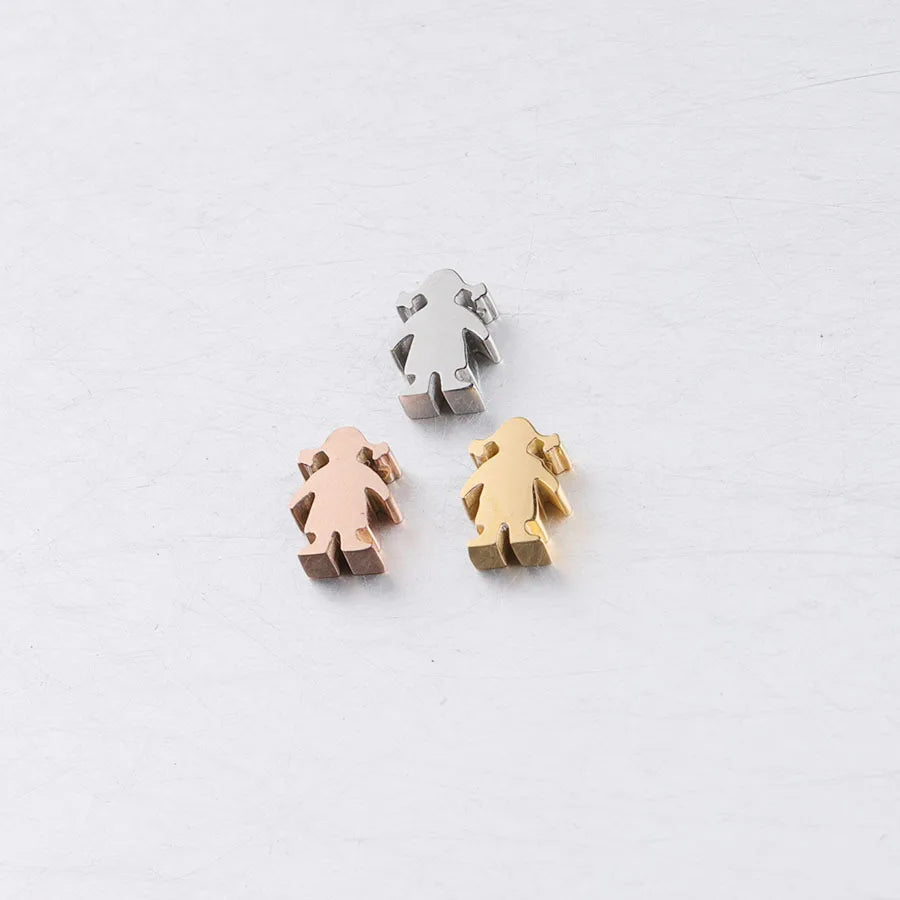 BASQUESUN Mirror Stainless Steel 7 * 10mm Little Girl. 8mm Hole Bead Accessory DIY Customizable Pendant Accessory