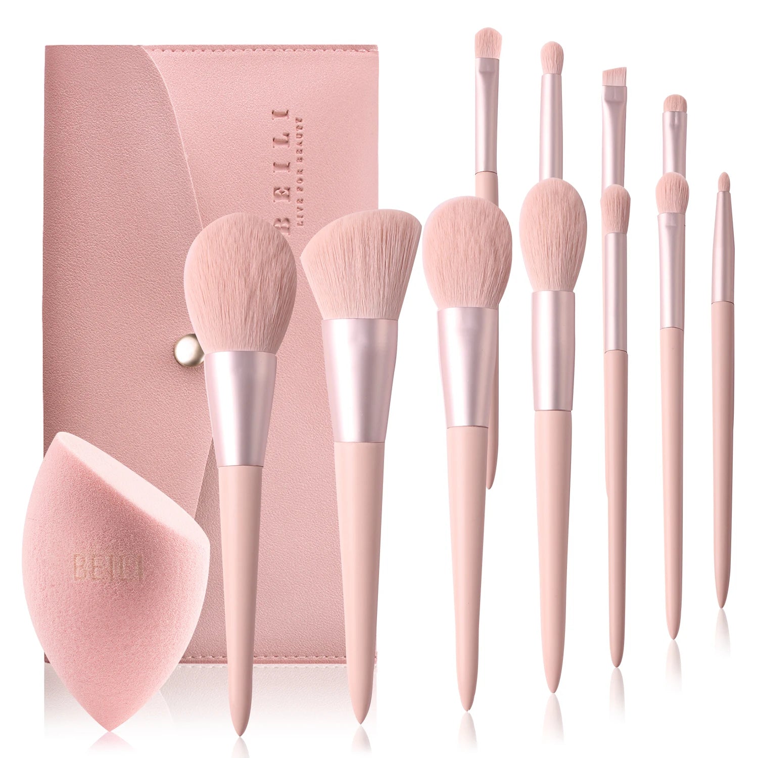 BEILI Wholesale 11Pcs Luxury Pink Wood Handle Best Makeup Brush Set Professional Custom Makeup Brushes Manufacturers with Bag
