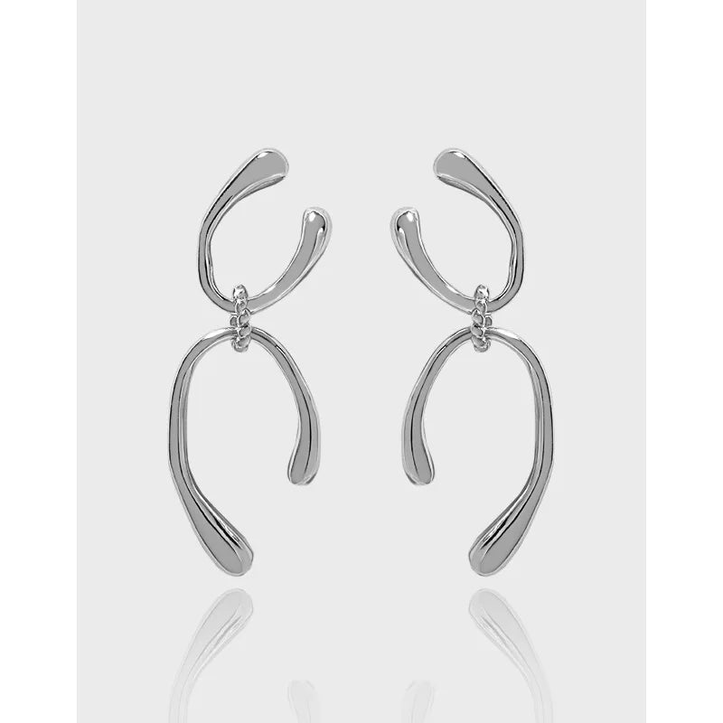 925 Sterling Silver Irregular Designer Statement Earrings Double-layer U-shaped Earrings Women Texture 18K Gold Earrings Jewelry