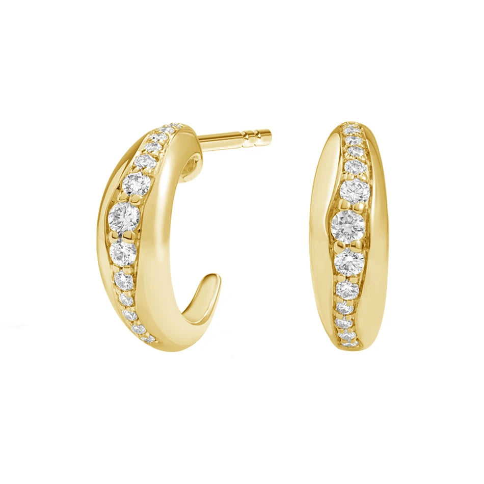 Luxury Party Jewelry 925 Sterling Silver Gold Vermeil Cubic Zirconia Chunky Hoop Earring