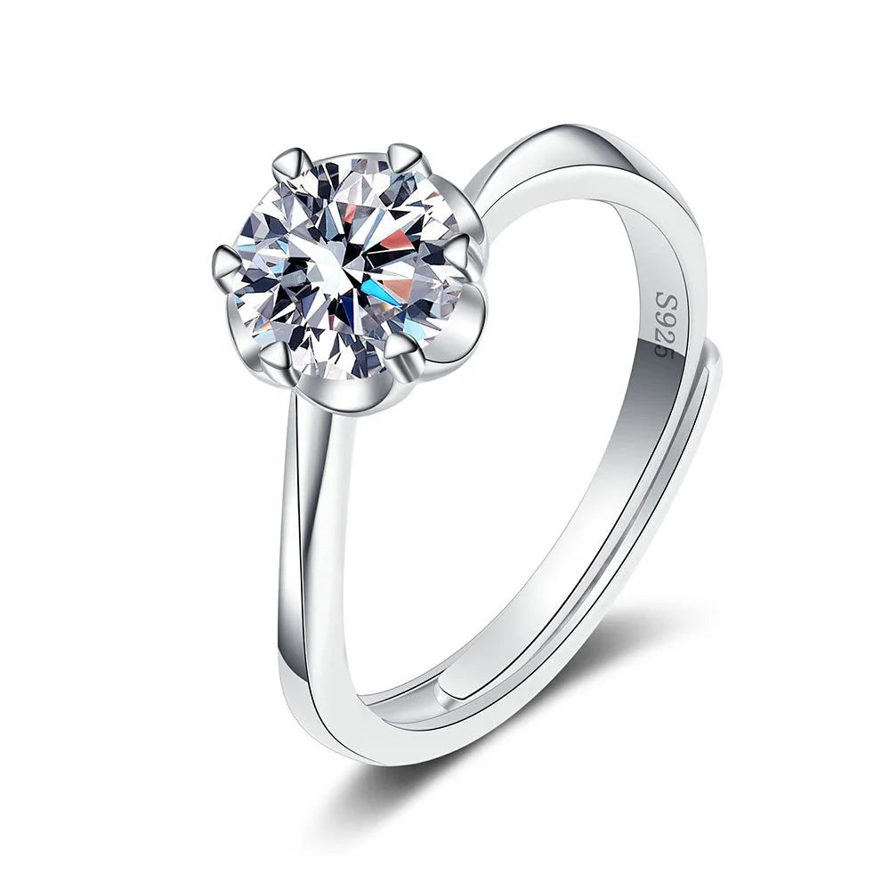 Classic Style 925 Silver Moissanite Ring D Color 1ct Passtest Diamond Grading Certified Loose Moissanite Diamonds Rings
