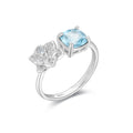 YBO Luxury 925 Sterling Silver Flower Natural Cushion Blue Topaz Gemstone for Weddings Parties Opening Design Jewelry for Women