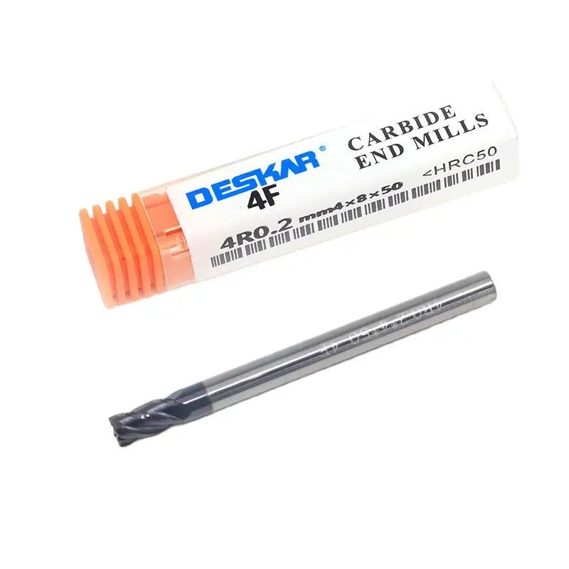 For DESKAR Customizable 4F-4R0.2mmX4X8X50 HRC50 Carbide End Milling Cutter 4-Flute Milling Cutting Tools with ODM OEM Support