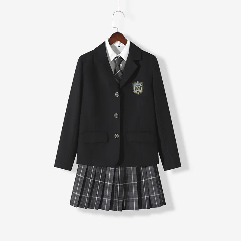 Japanese School Uniforms for Multicolor Long Blazer Sets Pleated Skirt JK Sailor Tie Anime Cos Costumes Women