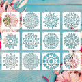12 Pcs Mandala Stencil Set PET Hollow Template DIY Children's Painting Stencils