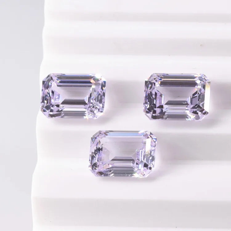 Lab Created Loose Gemstone Synthetic Emerald Cut YAG Gemstones Yttrium Aluminum Garnet Lavender YAG Gemstone for Silver Jewelry