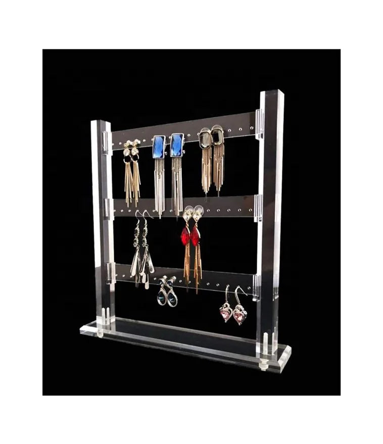 Modern Clear Acrylic Earring Display Stand Elegant 48-Hole Jewelry Organizer Beautiful Design for Home Store Trade Show Gallery