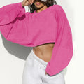 Luxury Designer Women's Cotton Sweatshirt Custom Logo Casual Crop Top Shirts Sport Wear Fitness Blouse for Lounge Wear